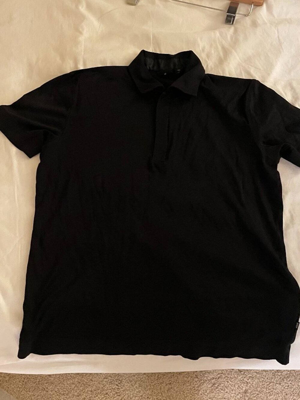 Hugo Boss Polo shirt. short sleeve, zip button. super soft silk like material